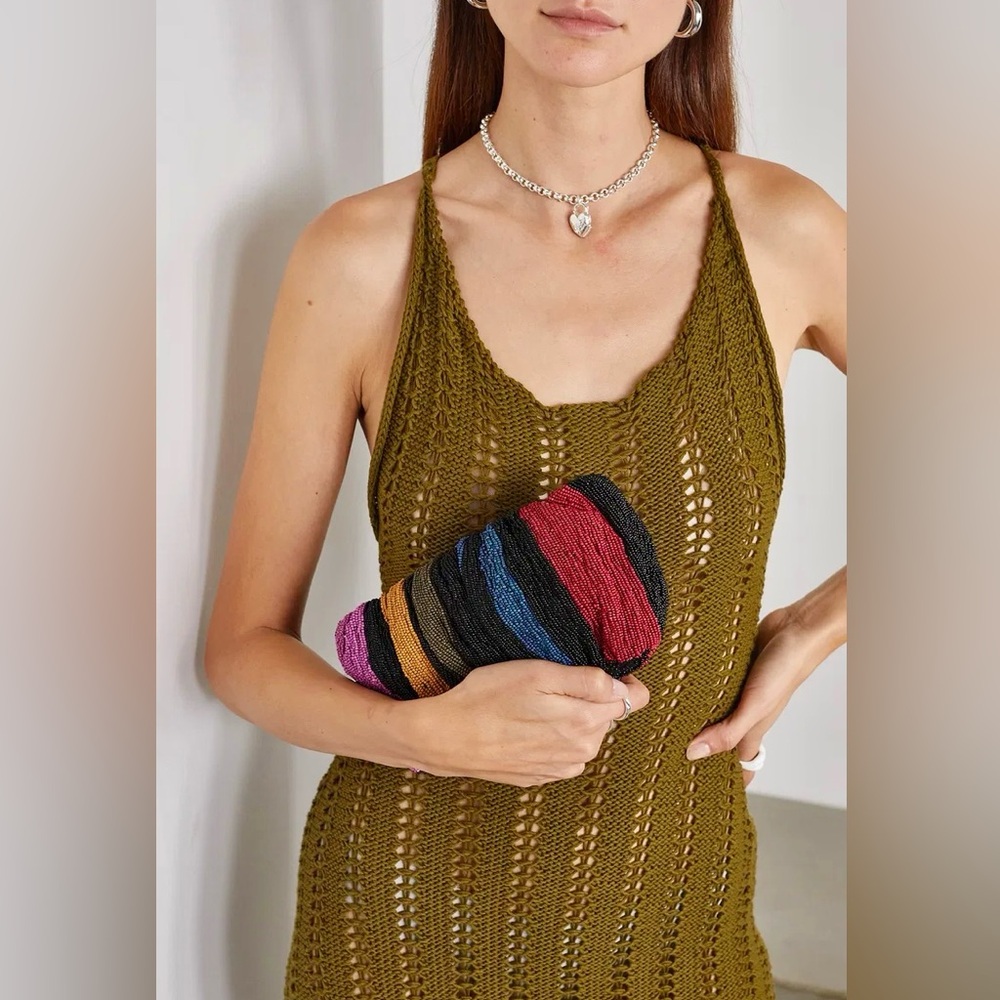 πΊπHPππΊ NWT Staud Beaded Bean Bag Mosaic Stripe - Picture 5 of 16